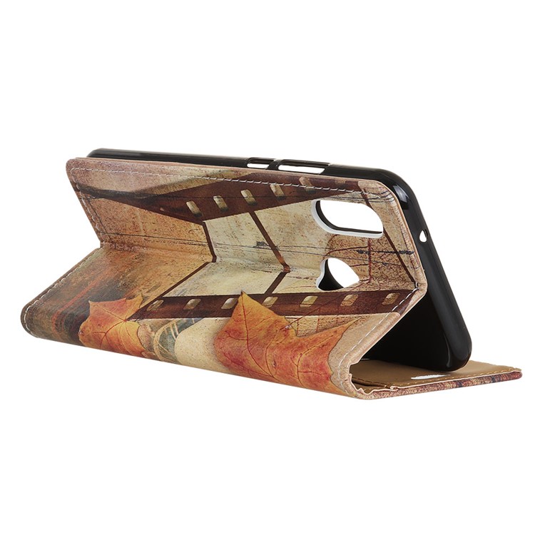 Printing Style PU Leather Wallet Stand Phone Shell for LG W10 - Eiffel Tower and Maple Leaf-3