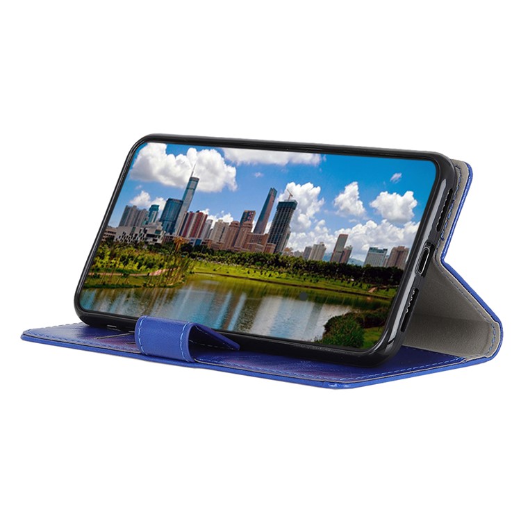 Crazy Horse Leather Wallet Phone Case with Stand Phone Cover for LG W10 - Blue-8