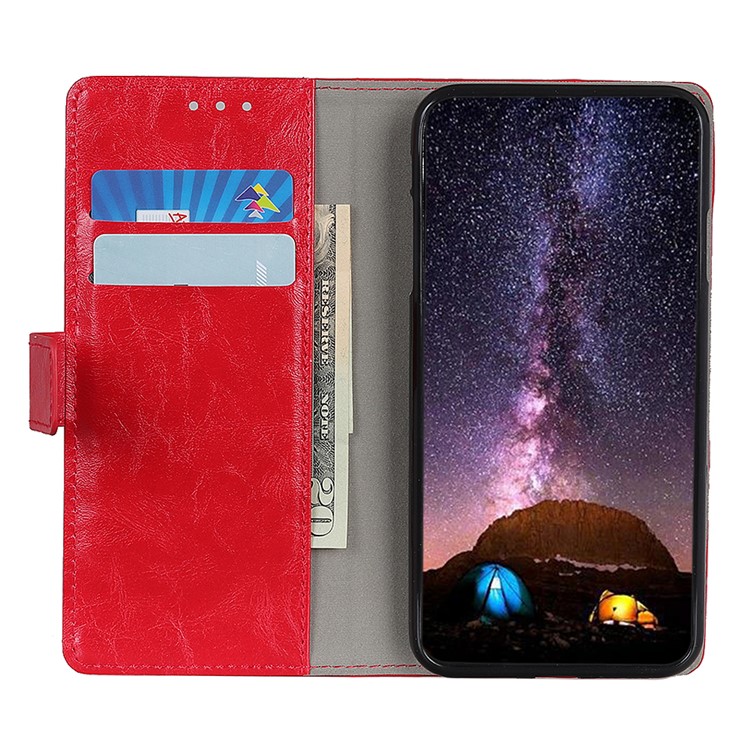 Crazy Horse Leather Wallet Phone Case with Stand Phone Cover for LG W10 - Red-9