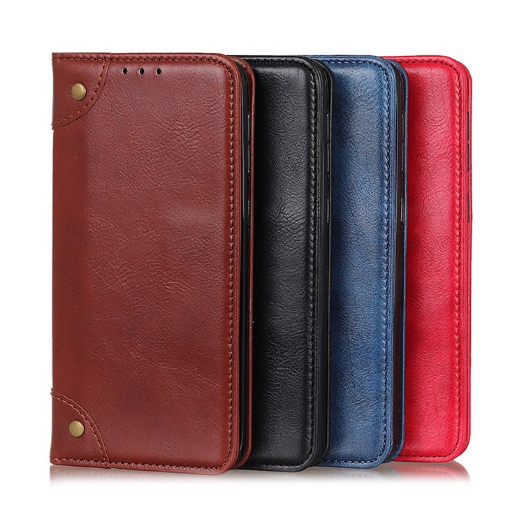 Crazy Horse Auto-absorbed Split Leather Wallet Case for LG W10 - Red-10