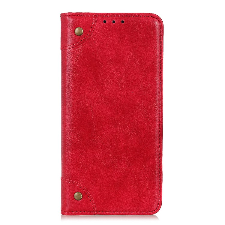 Crazy Horse Auto-absorbed Split Leather Wallet Case for LG W10 - Red-3