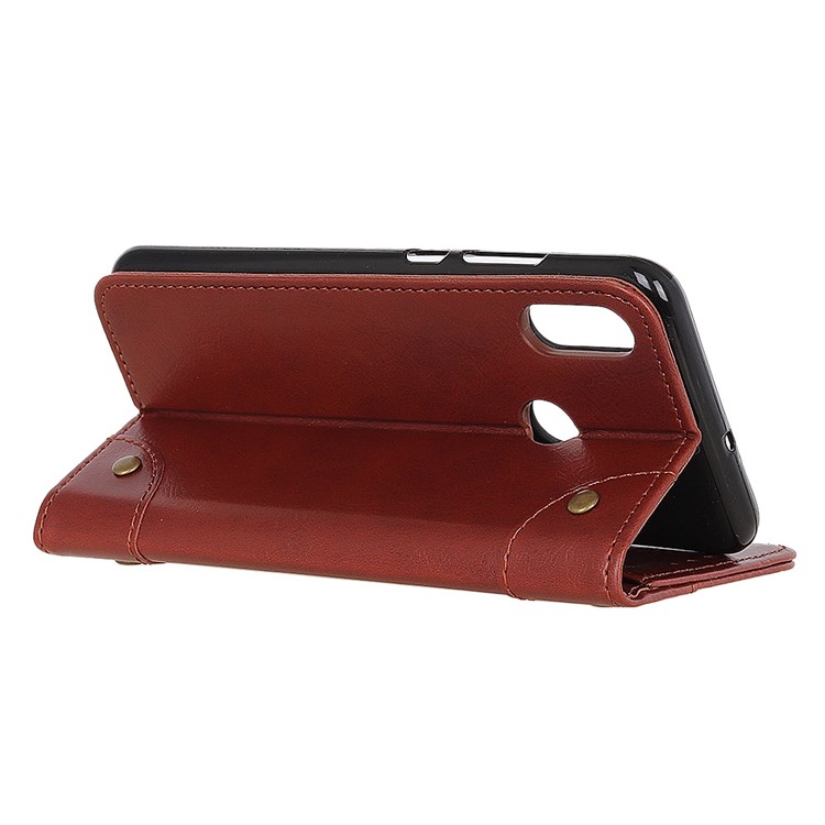Crazy Horse Auto-absorbed Split Leather Wallet Case for LG W10 - Brown-4