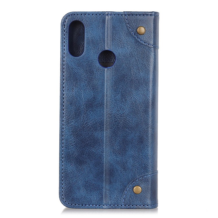 Crazy Horse Auto-absorbed Split Leather Wallet Case for LG W10 - Blue-4