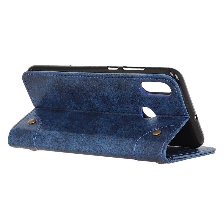 Crazy Horse Auto-absorbed Split Leather Wallet Case for LG W10 - Blue-5