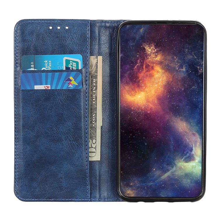 Crazy Horse Auto-absorbed Split Leather Wallet Case for LG W10 - Blue-7