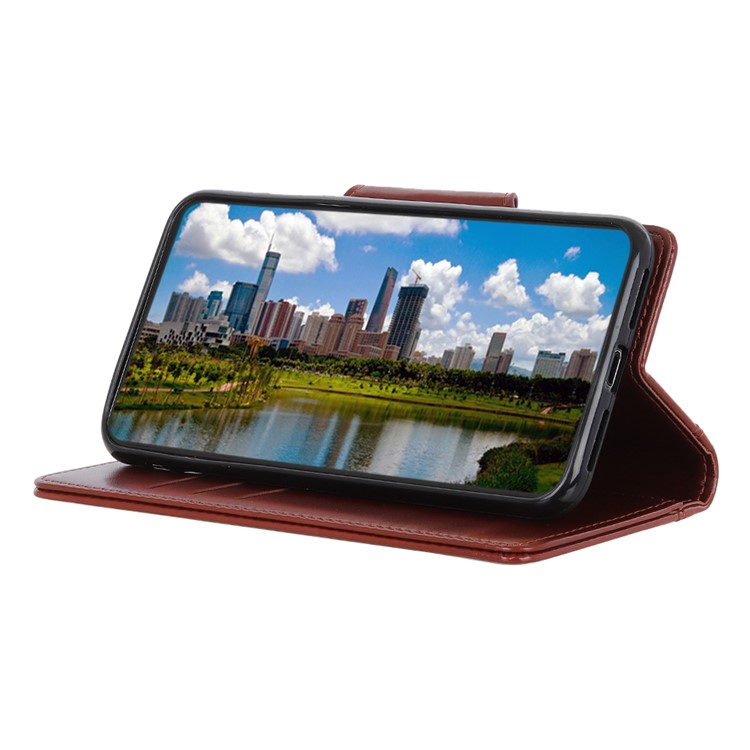 Для LG W30 PU Кожаный Чехол Кошелек Двухсторонний Магнитный Ремешок - Коричневый-10