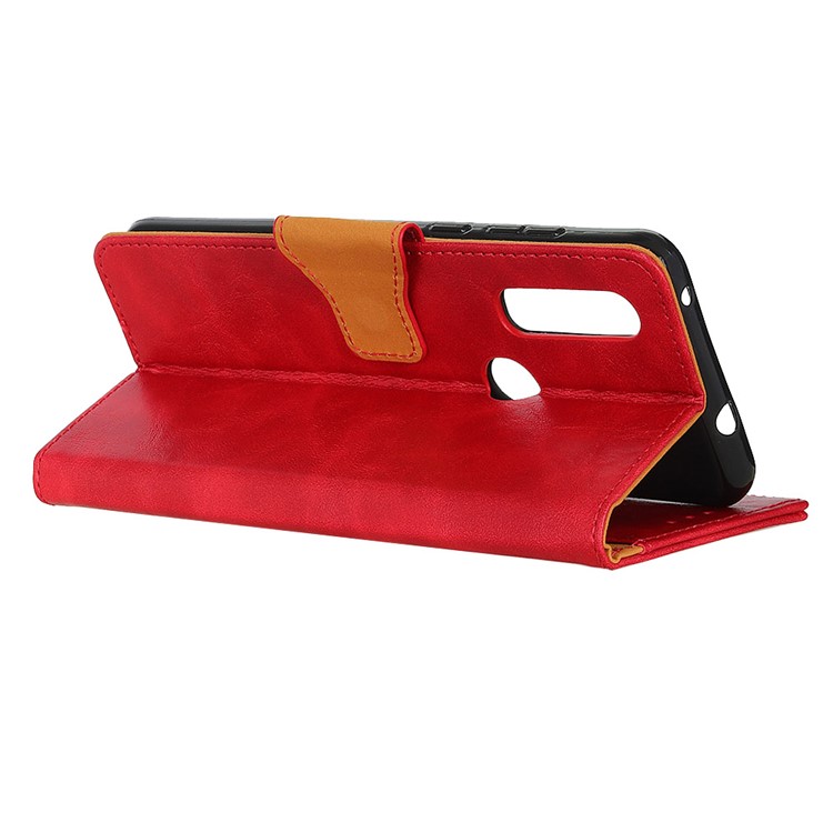 Crazy Horse Style Wallet PU Leather Stand Shell Cover for LG W30 - Red-2