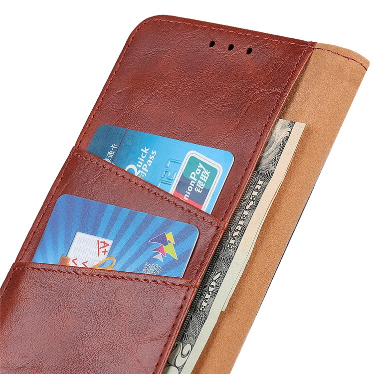 Loco Estilo Del Caballo De La Cartera De La PU Cubierta De La Cáscara Del Cuero Del Soporte Para LG W30 - Marrón-10