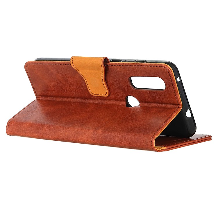 Loco Estilo Del Caballo De La Cartera De La PU Cubierta De La Cáscara Del Cuero Del Soporte Para LG W30 - Marrón-2