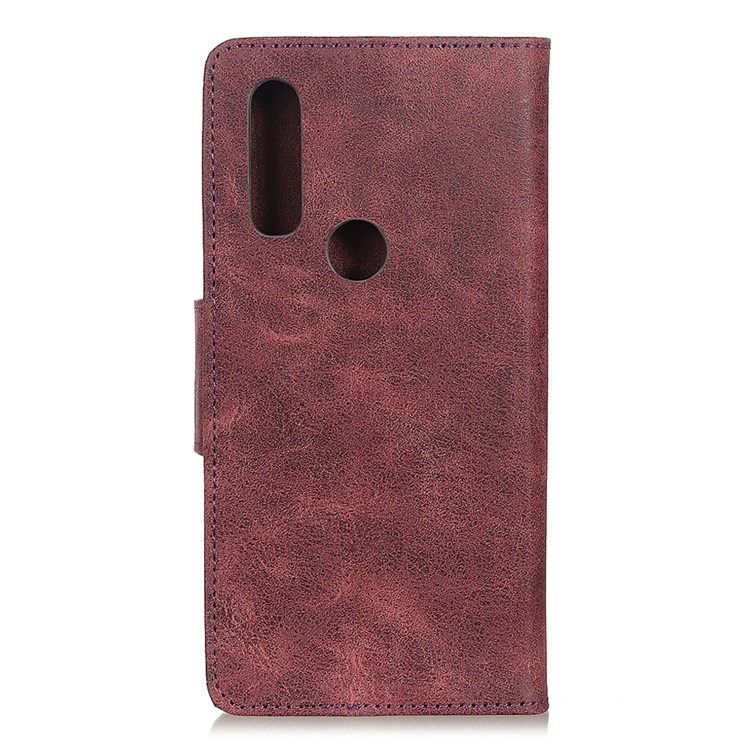 Split Leather Stand with Wallet Slot Cell Cover for LG W30 - Wine Red-3