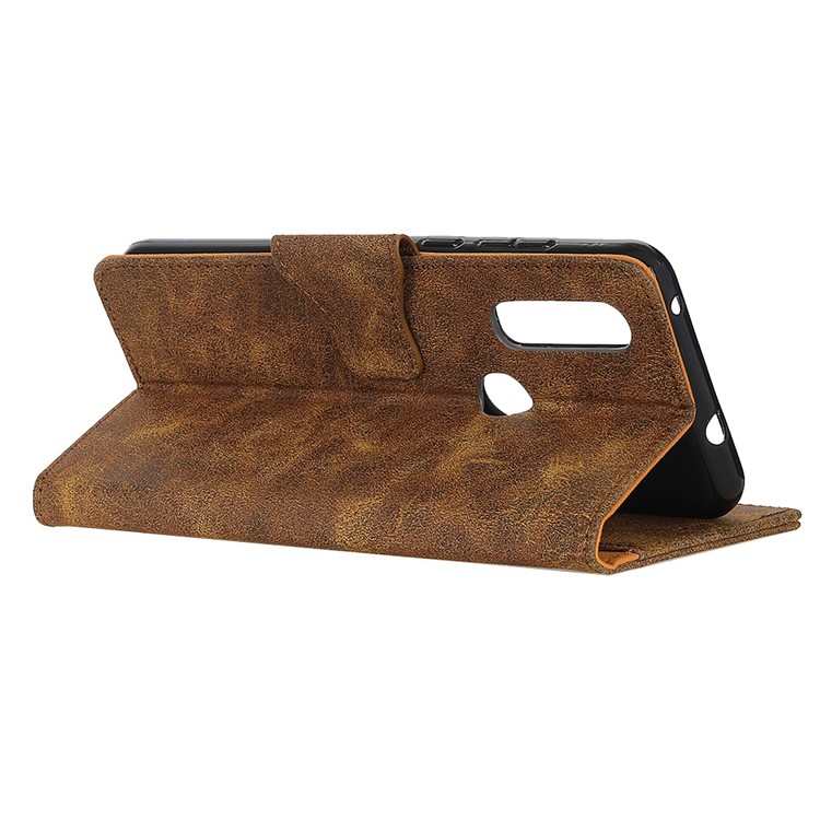 Split Leather Stand with Wallet Slot Cell Cover for LG W30 - Coffee-2
