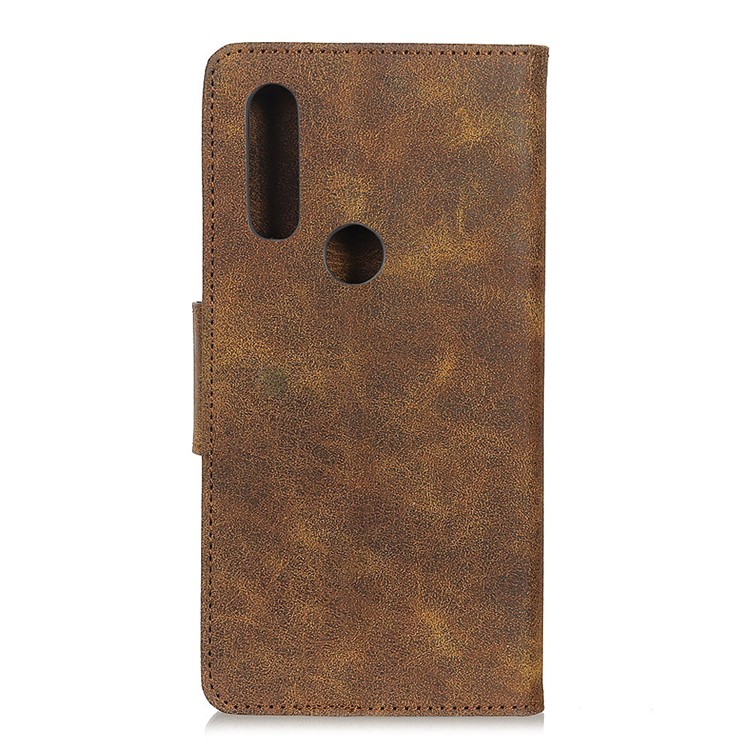 Split Leather Stand with Wallet Slot Cell Cover for LG W30 - Coffee-3