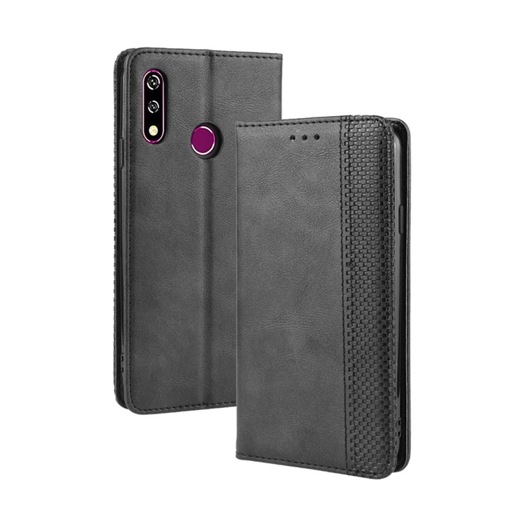 Retro Style PU Leather Wallet Stand Phone Cover for LG W10 - Black-7