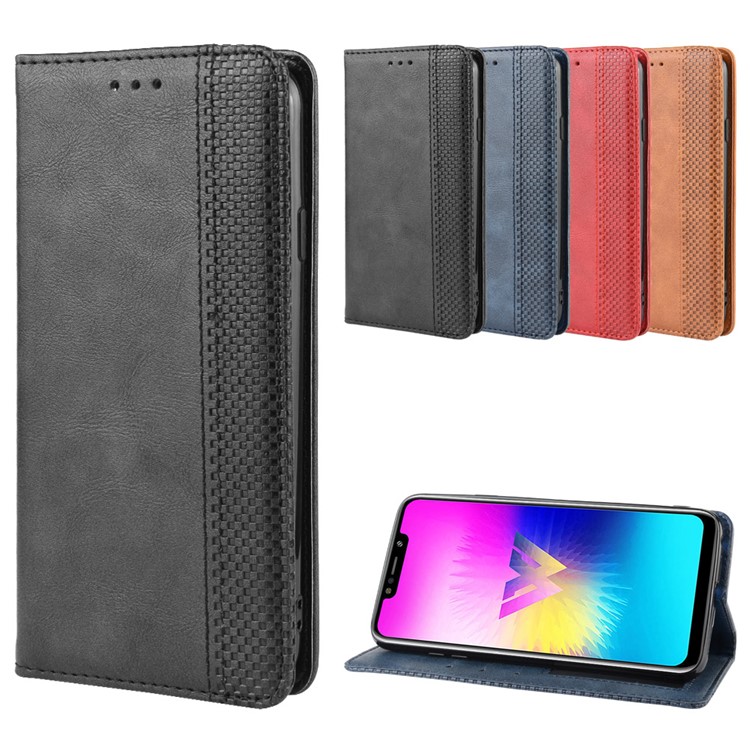 Retro Style PU Leather Wallet Stand Phone Cover for LG W10 - Black-9