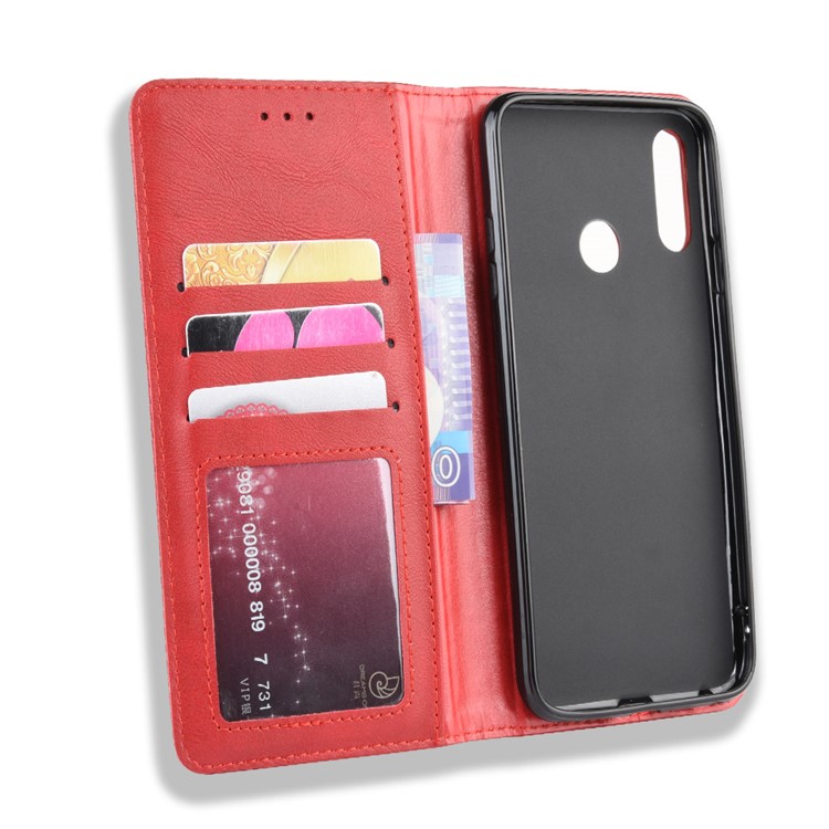 Retro Style PU Leather Wallet Stand Phone Cover for LG W10 - Red-3