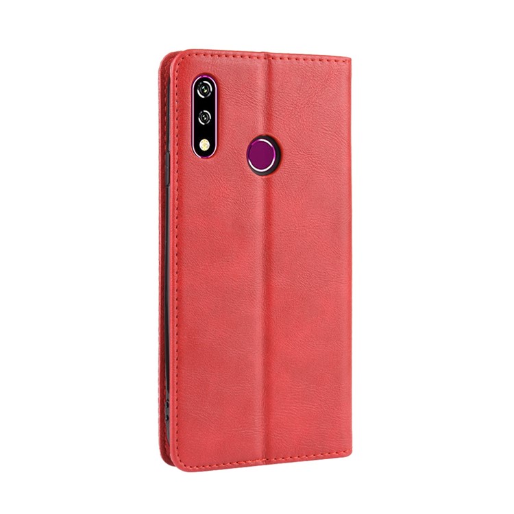 Retro Style PU Leather Wallet Stand Phone Cover for LG W10 - Red-6