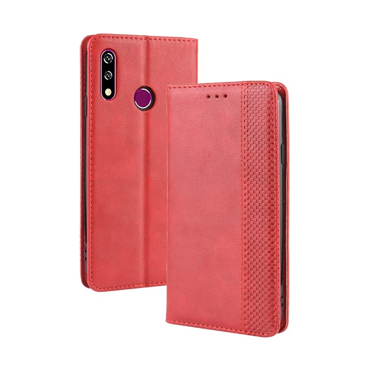 Retro Style PU Leather Wallet Stand Phone Cover for LG W10 - Red-7