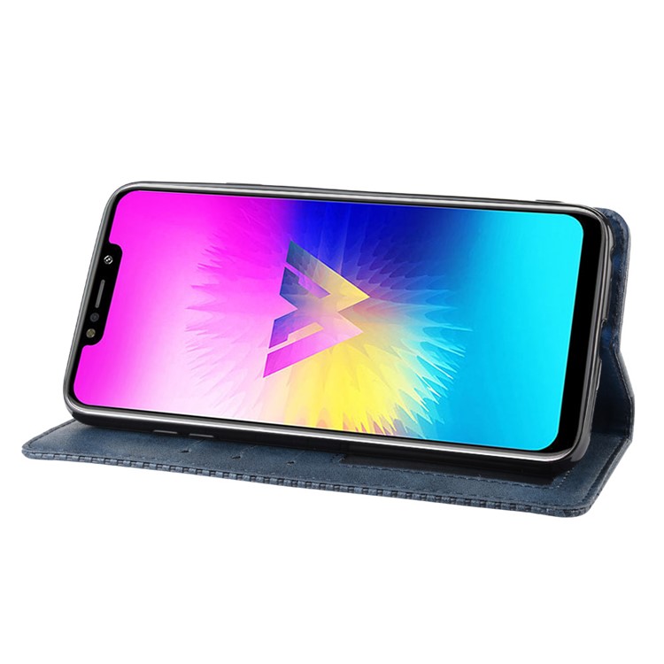 Retro Style PU Leather Wallet Stand Phone Cover for LG W10 - Blue-5