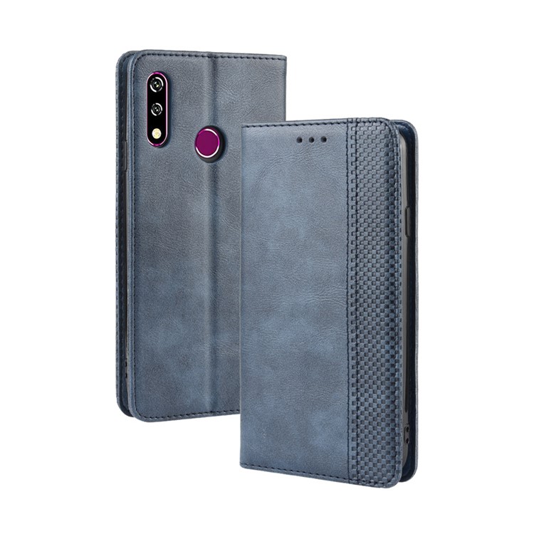 Retro Style PU Leather Wallet Stand Phone Cover for LG W10 - Blue-7