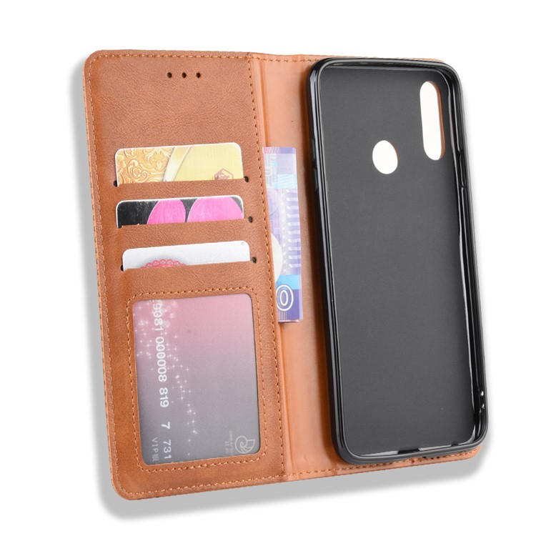 Retro Style PU Leather Wallet Stand Phone Cover for LG W10 - Brown-3