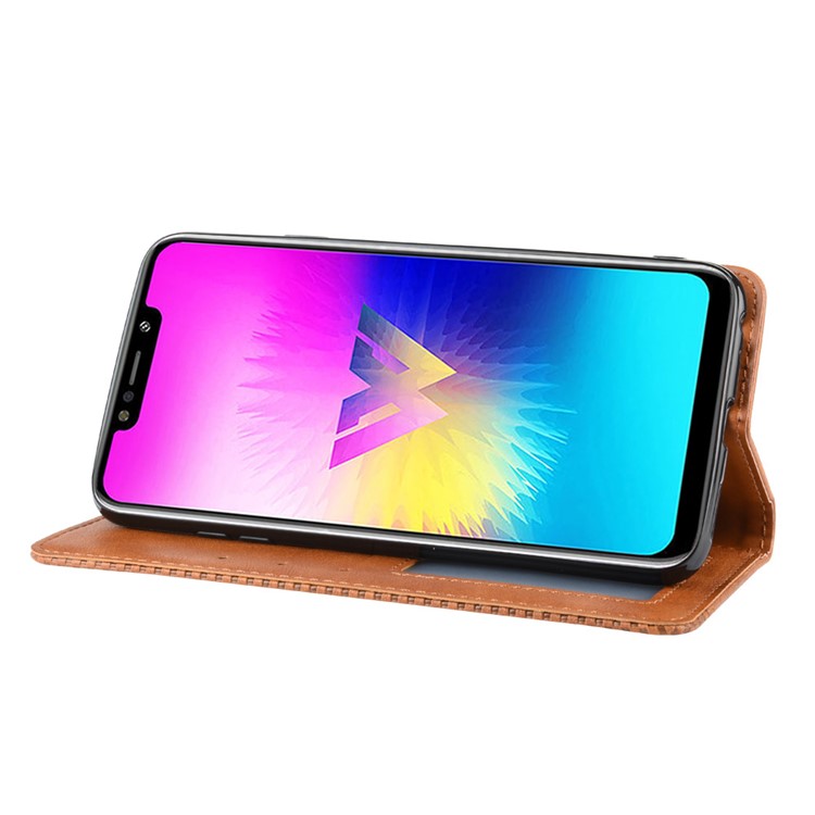 Retro Style PU Leather Wallet Stand Phone Cover for LG W10 - Brown-5