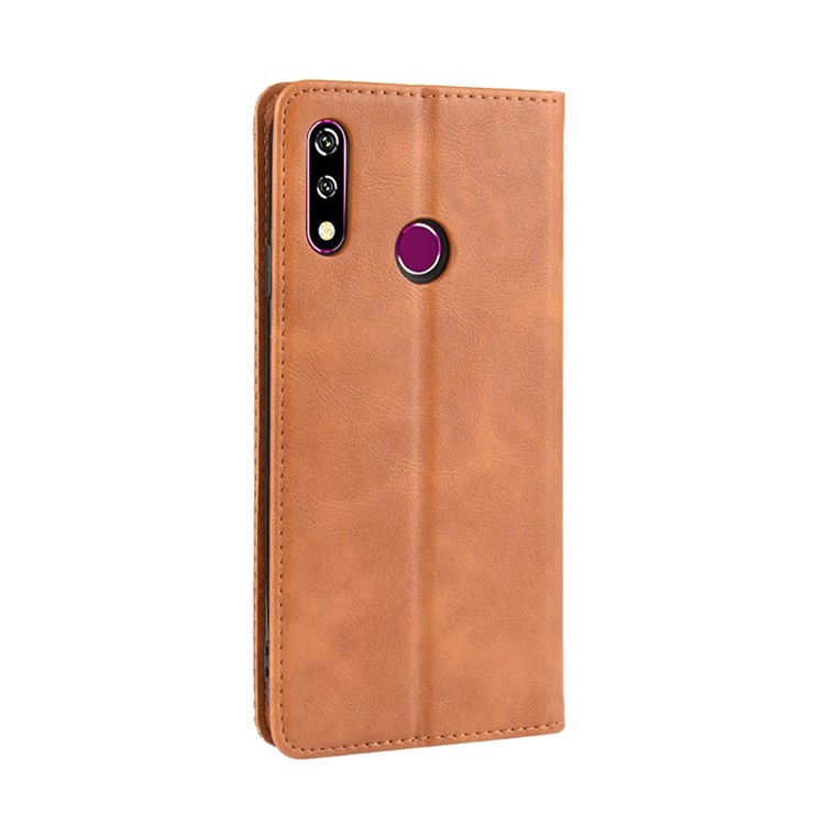 Retro Style PU Leather Wallet Stand Phone Cover for LG W10 - Brown-6