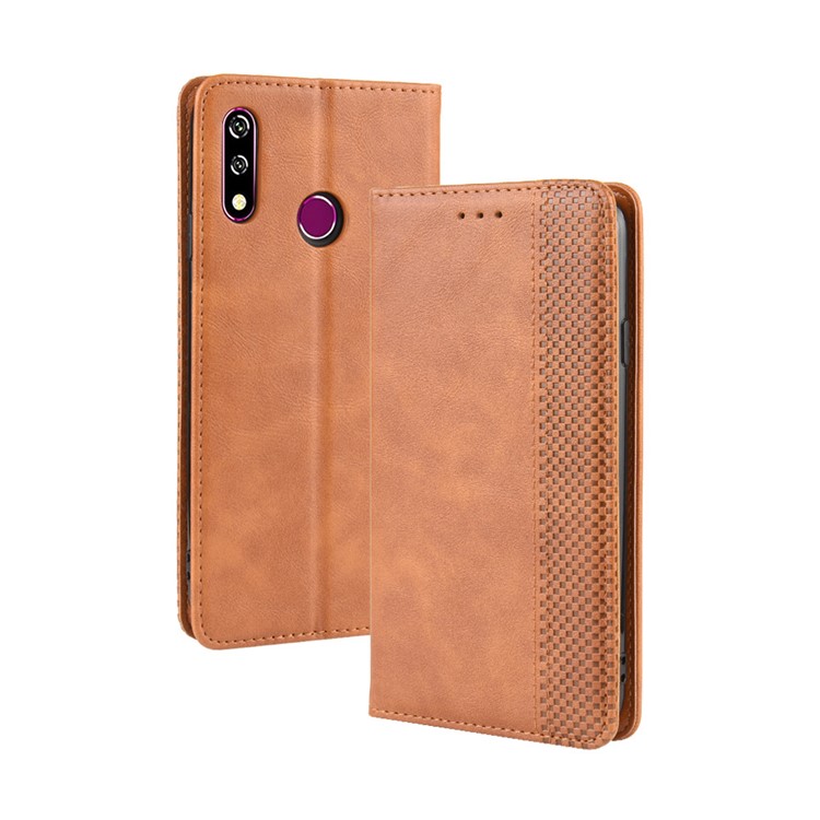 Retro Style PU Leather Wallet Stand Phone Cover for LG W10 - Brown-7