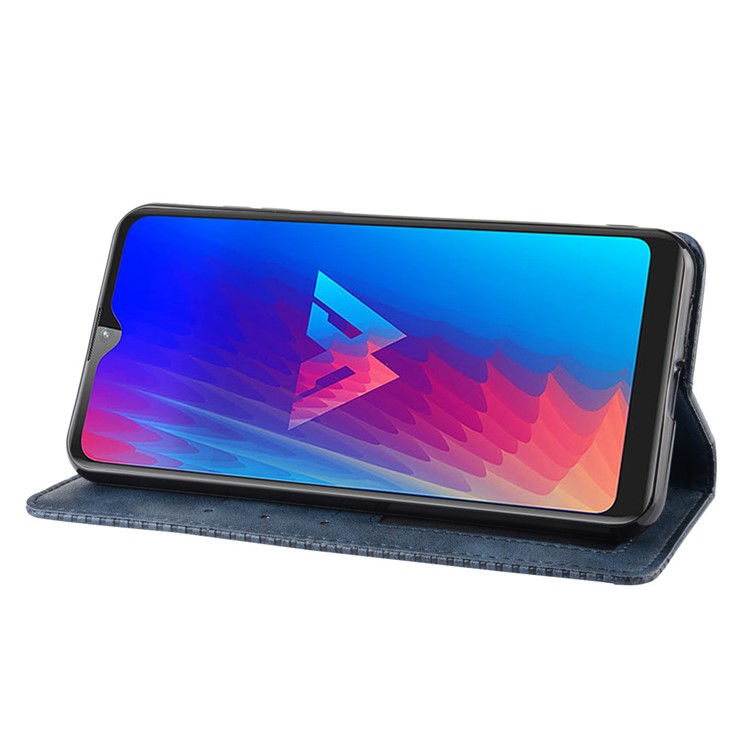 Retro Style Flip Leather Wallet Stand Phone Casing for LG W30 - Blue-5