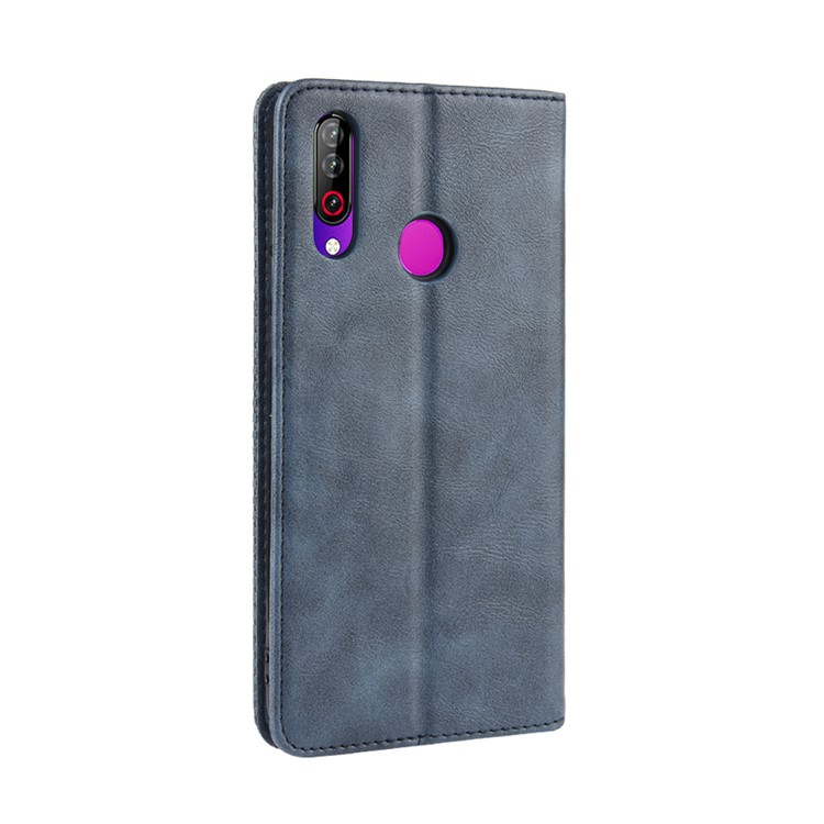 Retro Style Flip Leather Wallet Stand Phone Casing for LG W30 - Blue-6