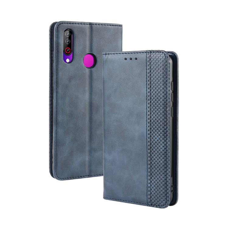 Retro Style Flip Leather Wallet Stand Phone Casing for LG W30 - Blue-7
