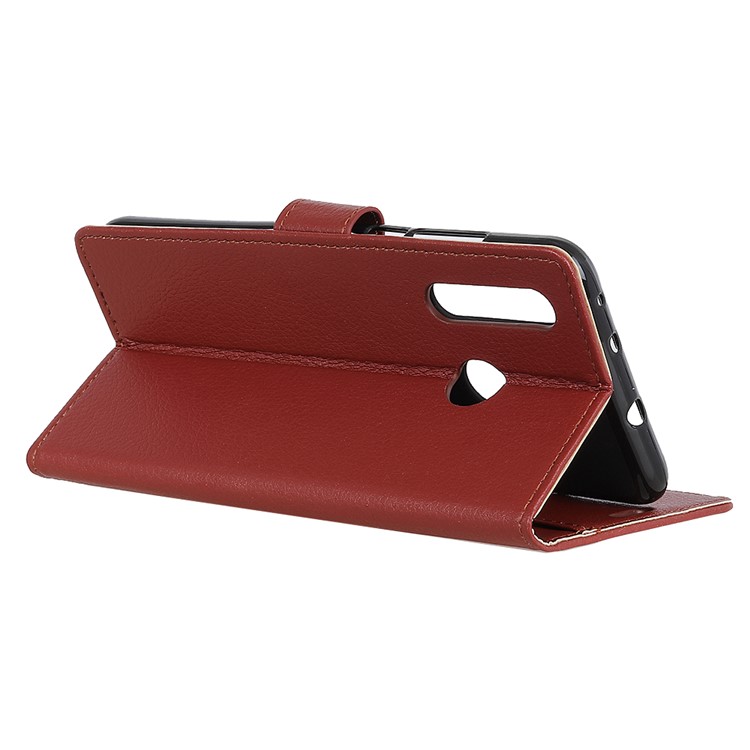 Litchi Skin Wallet Stand Leather Case for LG W30 - Red-10