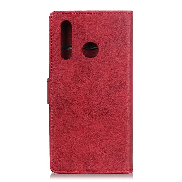 Matte Skin Wallet Leather Stand Case for LG W30 - Red-10