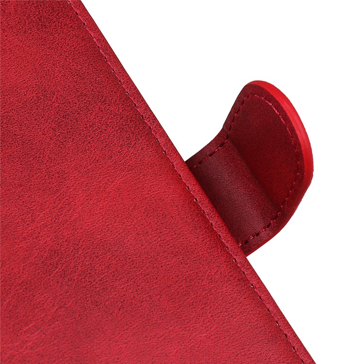 Matte Skin Wallet Leather Stand Case for LG W30 - Red-5