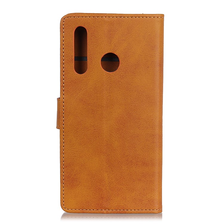 Matte Skin Wallet Leather Stand Case for LG W30 - Brown-11