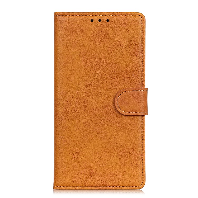 Matte Skin Wallet Leather Stand Case for LG W30 - Brown-2