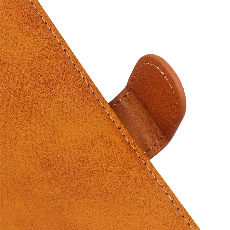 Matte Skin Wallet Leather Stand Case for LG W30 - Brown-5