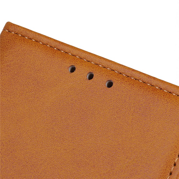 Matte Skin Wallet Leather Stand Case for LG W30 - Brown-6