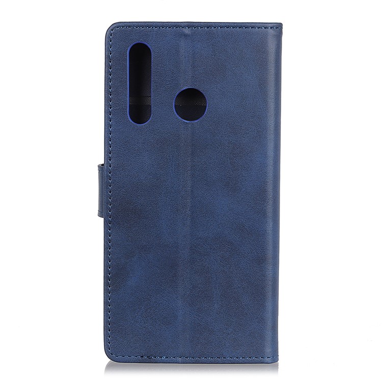 Matte Skin Wallet Leather Stand Case for LG W30 - Blue-11