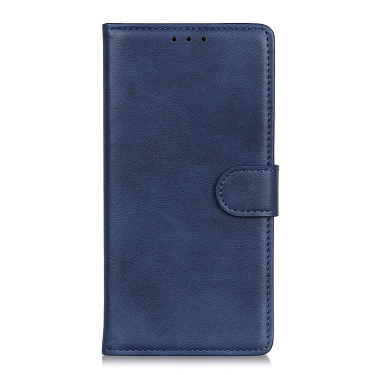 Matte Skin Wallet Leather Stand Case for LG W30 - Blue-2