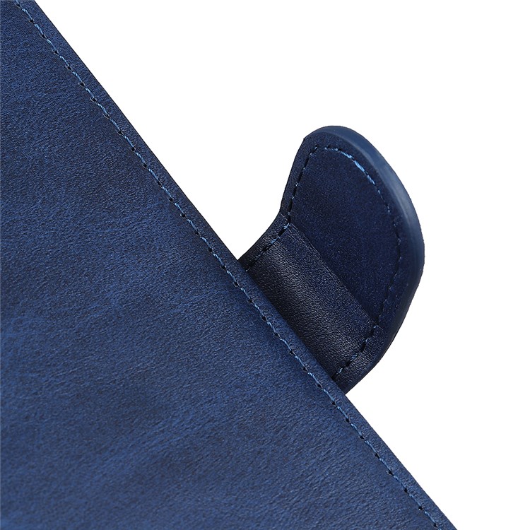 Matte Skin Wallet Leather Stand Case for LG W30 - Blue-5