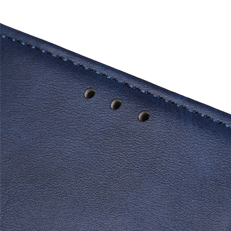Matte Skin Wallet Leather Stand Case for LG W30 - Blue-6