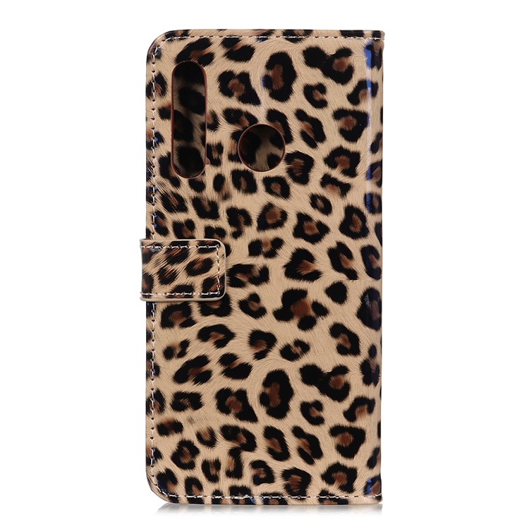 Glossy Leopard Texture Back Cover Wallet Leather Stand Phone Case for LG W30-7