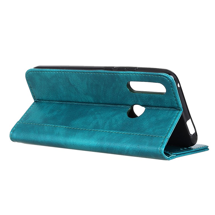 Auto-absorbed Litchi Texture Split Leather Cell Phone Case with Wallet Stand for LG W30 - Green-4