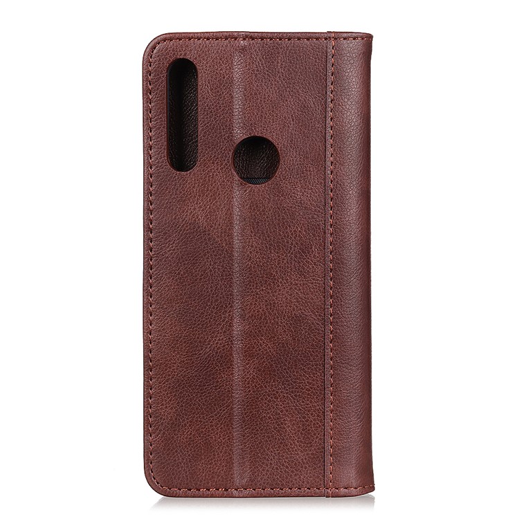 Auto-absorbed Litchi Texture Split Leather Cell Phone Case with Wallet Stand for LG W30 - Brown-3