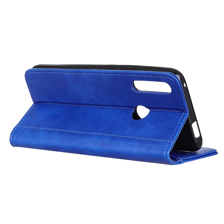 Auto-absorbed Litchi Texture Split Leather Cell Phone Case with Wallet Stand for LG W30 - Blue-4