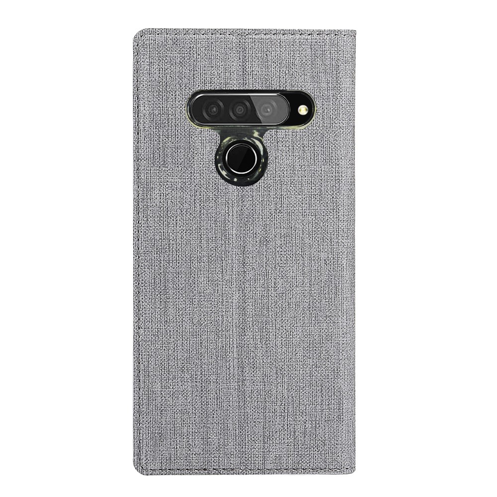 VILI DMX Cross Surface Leather Card Holder Phone Case for LG G8s ThinQ - Grey-4