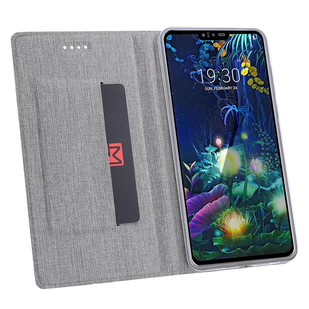 VILI DMX Cross Surface Leather Card Holder Phone Case for LG G8s ThinQ - Grey-5