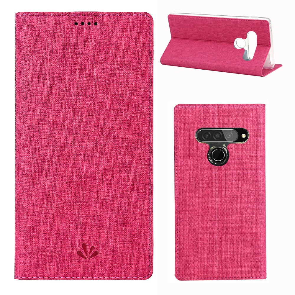 VILI DMX Cross Surface Leather Card Holder Phone Case for LG G8s ThinQ - Rose-1