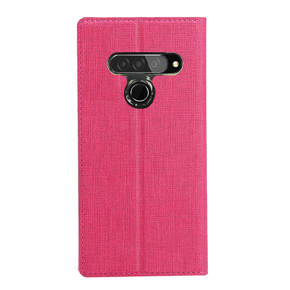 VILI DMX Cross Surface Leather Card Holder Phone Case for LG G8s ThinQ - Rose-4