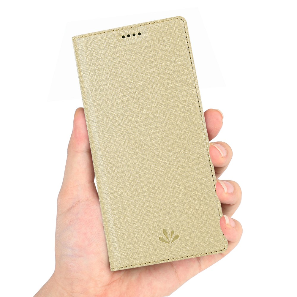 VILI DMX Cross Surface Leather Card Holder Phone Case for LG G8s ThinQ - Gold-3